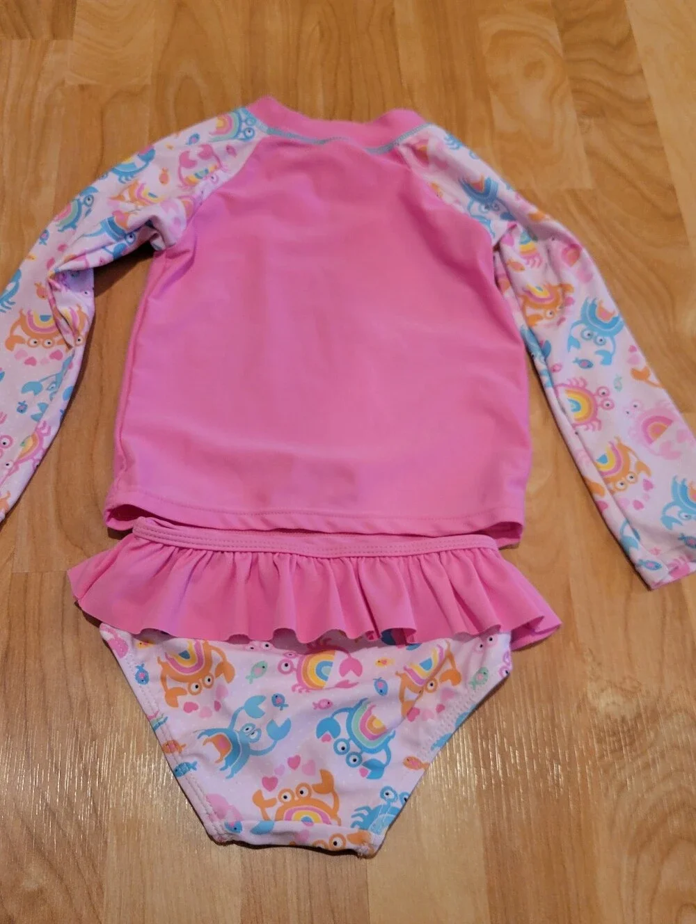 Sol Swim Toddler Pink Crab Rash Guard Swim Set Size 2T New